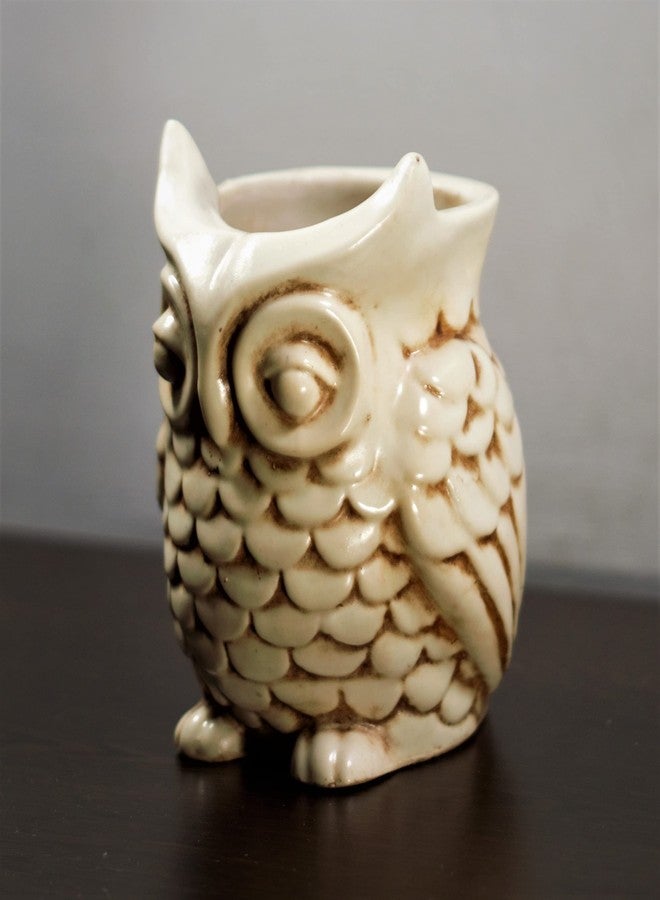 Inara Creation Owl Ashtray Smoking for Home, Office and Bar (Beige) - Image 1